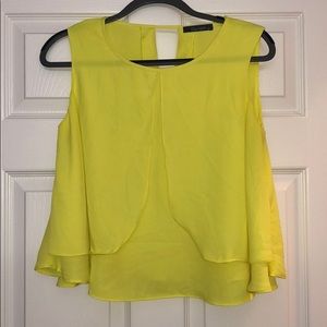Neon Yellow Swing-Style Sleeveless Blouse